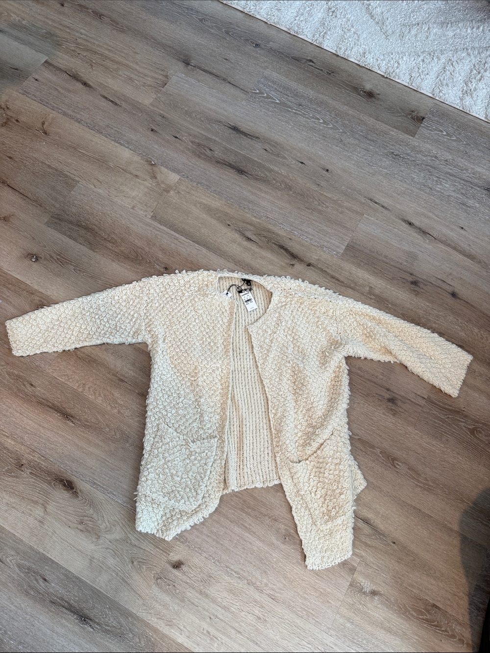 Express Cream Textured Open-Front Women's Cardigan